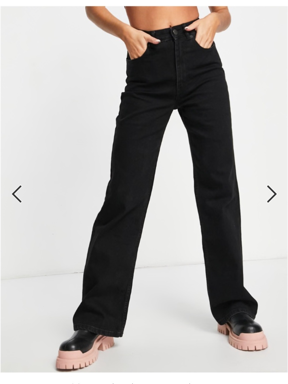 ONLY Camille high rise wide leg jeans in black